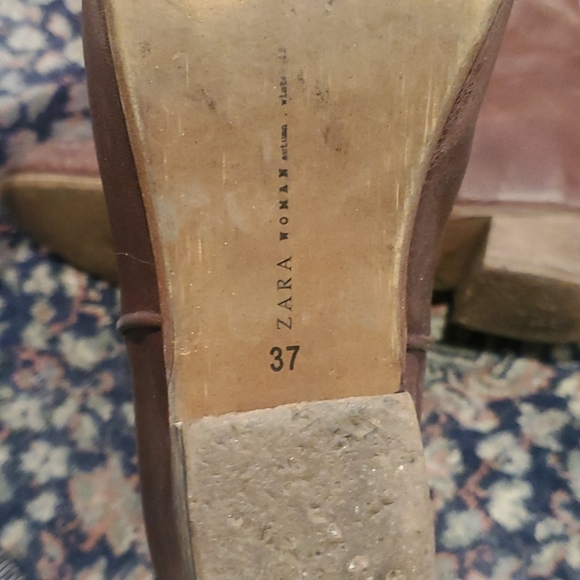 Zara brown leather booties size 7 - Picture 2 of 2